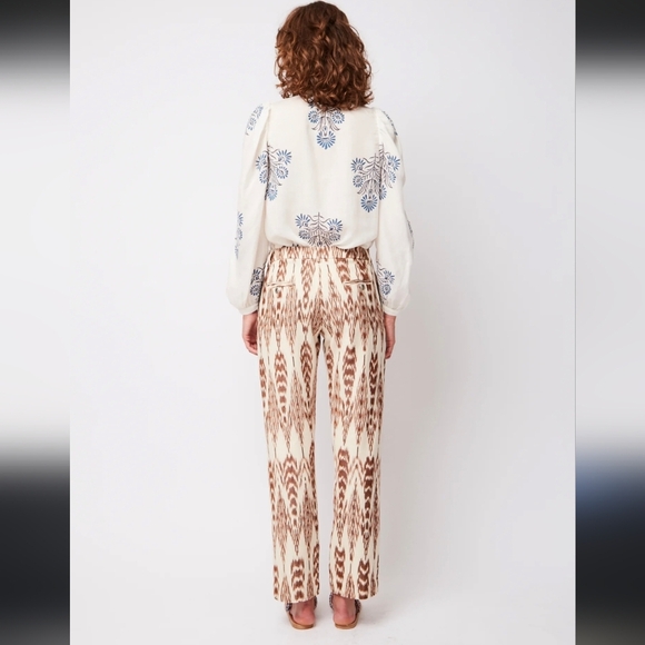 Alix of Bobemia Ezra Feather Ikat 100% Cotton Boho Chic Pant(M) - Picture 2 of 13